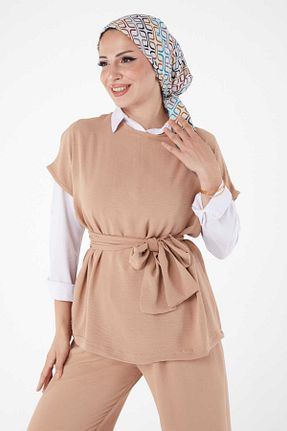 ست گرمکن قهوه ای زنانه پلی استر TOFİSA - کد 848439257