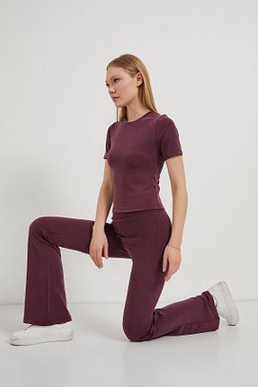 ست بالاتنه و پائین تنه زرشکی زنانه بافتنی Arma Life - کد 939950578