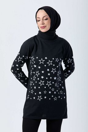 تونیک حجاب مشکی زنانه مخلوط پلی استر TOFİSA - کد 792883211