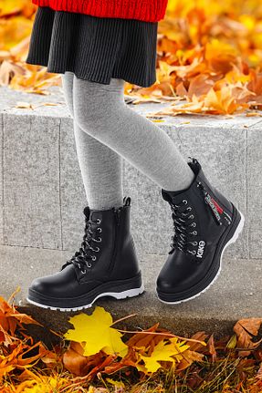 بوت / نیم بوت مشکی بچه گانه چرم مصنوعی Kiko Kids - کد 766768662