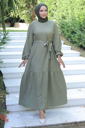 لباس حجاب خاکی زنانه A-line TOFİSA - کد 892639762