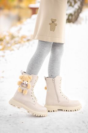بوت / نیم بوت بژ بچه گانه چرم مصنوعی Kiko Kids - کد 786043464