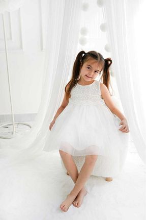 لباس سفید بچه گانه توری KALİNKA KİDS WEAR - کد 940059096