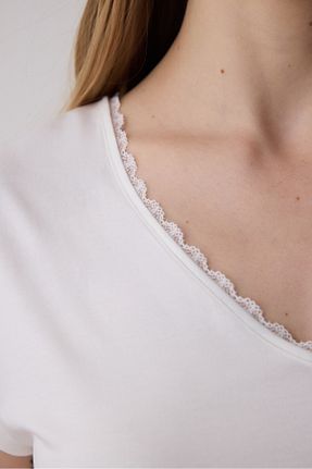 ست لباس راحتی سفید زنانه پنبه پلی استر Penti - کد 905788496