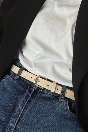 کمربند بژ زنانه چرم مصنوعی keisy - کد 939967102