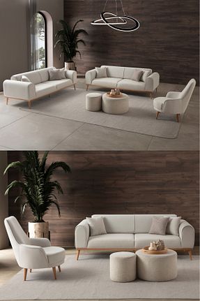 ست مبل بژ 3+3+1 EDSY HOME - کد 750113231