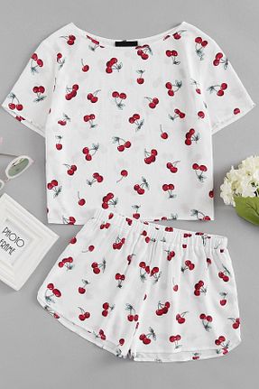 ست لباس راحتی سفید زنانه طرح حیوانات PEMBİŞ HOMEWEAR - کد 94023500