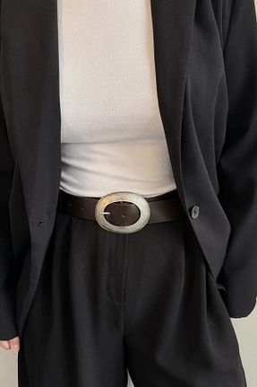 کمربند قهوه ای زنانه چرم مصنوعی leonas - کد 939982314