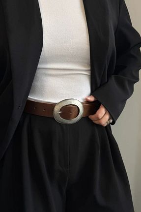 کمربند قهوه ای زنانه چرم مصنوعی leonas - کد 939983336