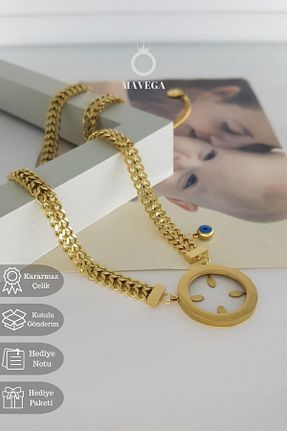 گردنبند استیل ( فولاد ) زرد زنانه استیل ضد زنگ MAVEGA - کد 939998781