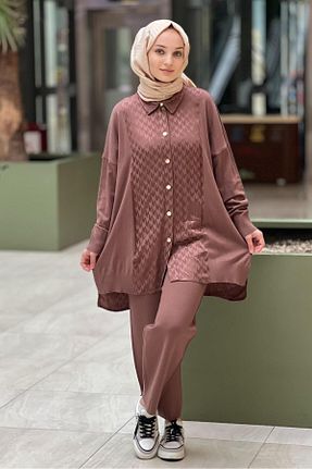 ست بالاتنه و پائین تنه قهوه ای زنانه بافتنی Ghisa - کد 880554266