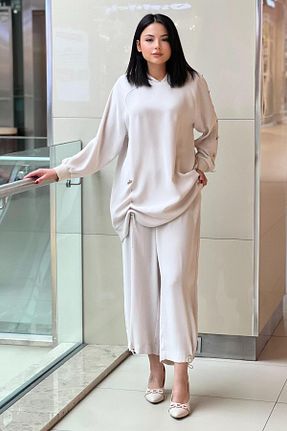 ست بالاتنه و پائین تنه طوسی زنانه بافتنی Ghisa - کد 927345789
