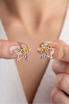 گوشواره نقره صورتی زنانه 925 عیار Silvano Jewelry - کد 786991835