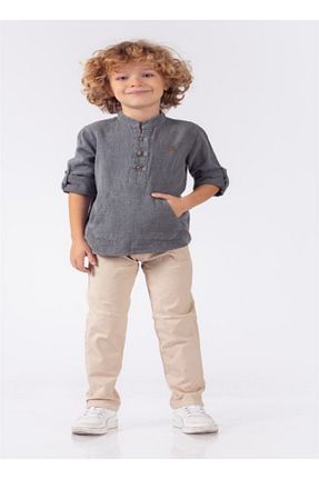 ست بالاتنه و پائین تنه طوسی بچه گانه بافتنی Yollo Kids - کد 934110979