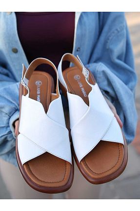 صندل سفید زنانه پاشنه تخت EREN SHOES BAG - کد 940028401