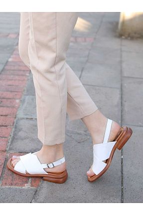 صندل سفید زنانه پاشنه تخت EREN SHOES BAG - کد 940028401