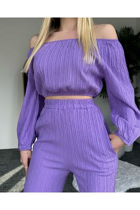 ست بالاتنه و پائین تنه بنفش زنانه بافتنی FASHION COCKTAIL - کد 732168783