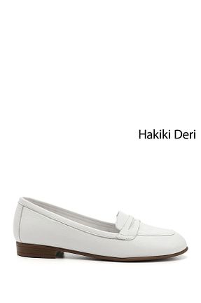 بابت سفید زنانه چرم خالص GÖNDERİ(R) - کد 101187504