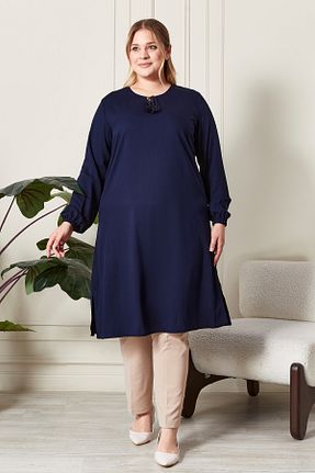 تونیک سایز بزرگ سرمه ای زنانه بافتنی Ferace - کد 858585000