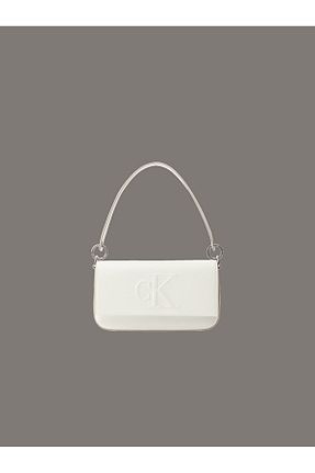 کیف دوشی سفید زنانه چرم مصنوعی Calvin Klein - کد 940057785