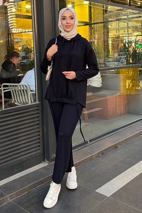 ست بالاتنه و پائین تنه سرمه ای زنانه بافت Tesettür Diyarı - کد 872481045