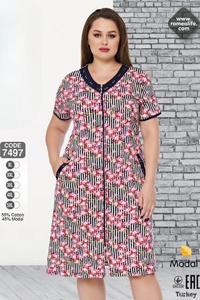 لباس سایز بزرگ رنگی زنانه پنبه ای ROMEO LİFE - کد 931229014