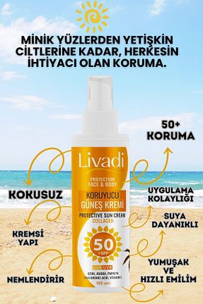 کرم ضد آفتاب صورت SPF 50 + livadi - کد 812979494