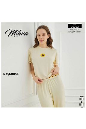 ست لباس راحتی زرد زنانه مخلوط پلی استر Mihra - کد 940125772