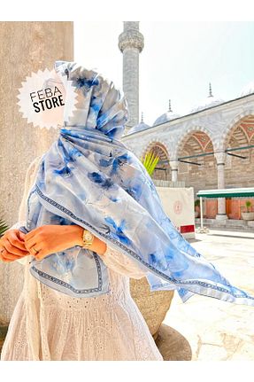 شال آبی زنانه پنبه ای FEBA STORE - کد 940146071