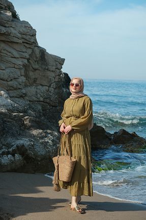 لباس سبز زنانه توری LOCCO - کد 940197301