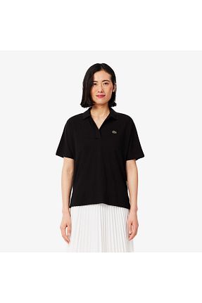 پولوشرت مشکی زنانه پنبه ای Lacoste - کد 940146367
