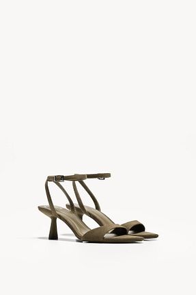 صندل خاکی زنانه پاشنه پلتفرم Bershka - کد 940144689