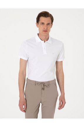پولوشرت سفید مردانه %100 پنبه Pierre Cardin - کد 906458776
