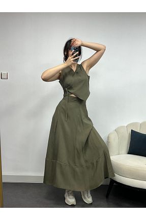 ست بالاتنه و پائین تنه خاکی زنانه بافتنی Trendy Butik - کد 940218792