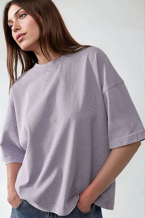 تیشرت بنفش زنانه اورسایز Hiccup - کد 939727969