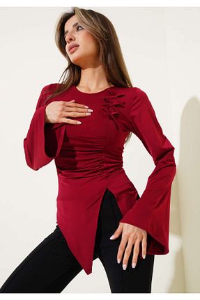 بلوز زرشکی زنانه چاپی Balmoda - کد 940213435