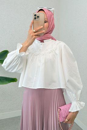 بلوز حجاب سفید زنانه رگولار Salih Çelebi - کد 940218395
