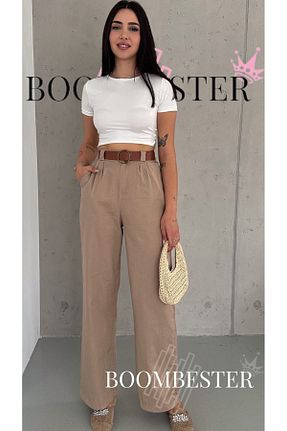 شلوار قهوه ای زنانه کتان BoomBester - کد 939061630