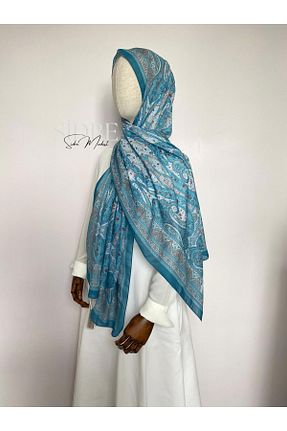 شال فیروزه ای زنانه پنبه ای SİDRE MODEST - کد 940248049