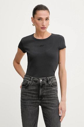 تیشرت مشکی زنانه یقه دوچرخه BOSS - کد 940247499