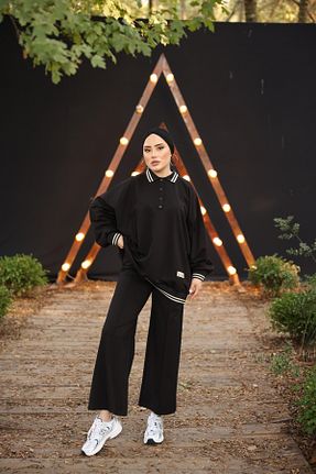 ست گرمکن حجاب مشکی زنانه اورسایز Wovi - کد 904164137