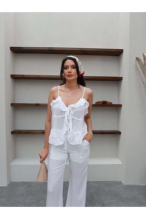 ست بالاتنه و پائین تنه سفید زنانه بافتنی ESRAHELVACI - کد 940258948