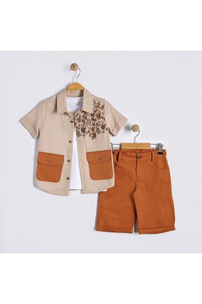 ست بالاتنه و پائین تنه نارنجی بچه گانه بافتنی Bulut Baby - کد 940288172