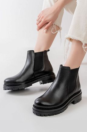 بوت / نیم بوت مشکی زنانه چرم خالص Dericalle shoes - کد 773810723