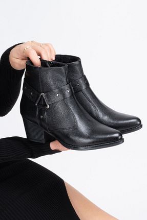 بوت / نیم بوت مشکی زنانه چرم خالص Dericalle shoes - کد 834980965