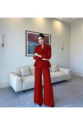 ست بالاتنه و پائین تنه قرمز زنانه بافتنی MİSSNESİL - کد 929745265