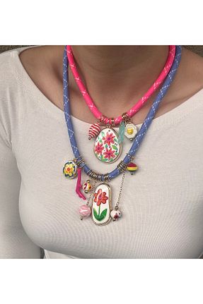 گردنبند جواهر صورتی زنانه منجق YENGEÇ - کد 939979753