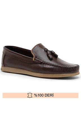 کفش لوفر قهوه ای مردانه چرم خالص Fine Ayakkabıcılık - کد 925934066