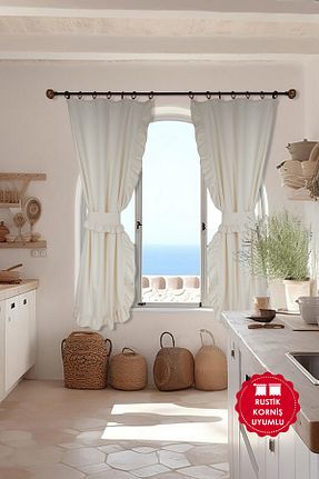 پرده زمینه بژ قابل شستشو cotton maison - کد 763315532