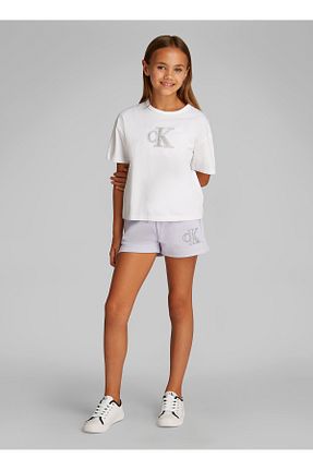 تیشرت سفید بچه گانه یقه دوچرخه Calvin Klein - کد 940752413
